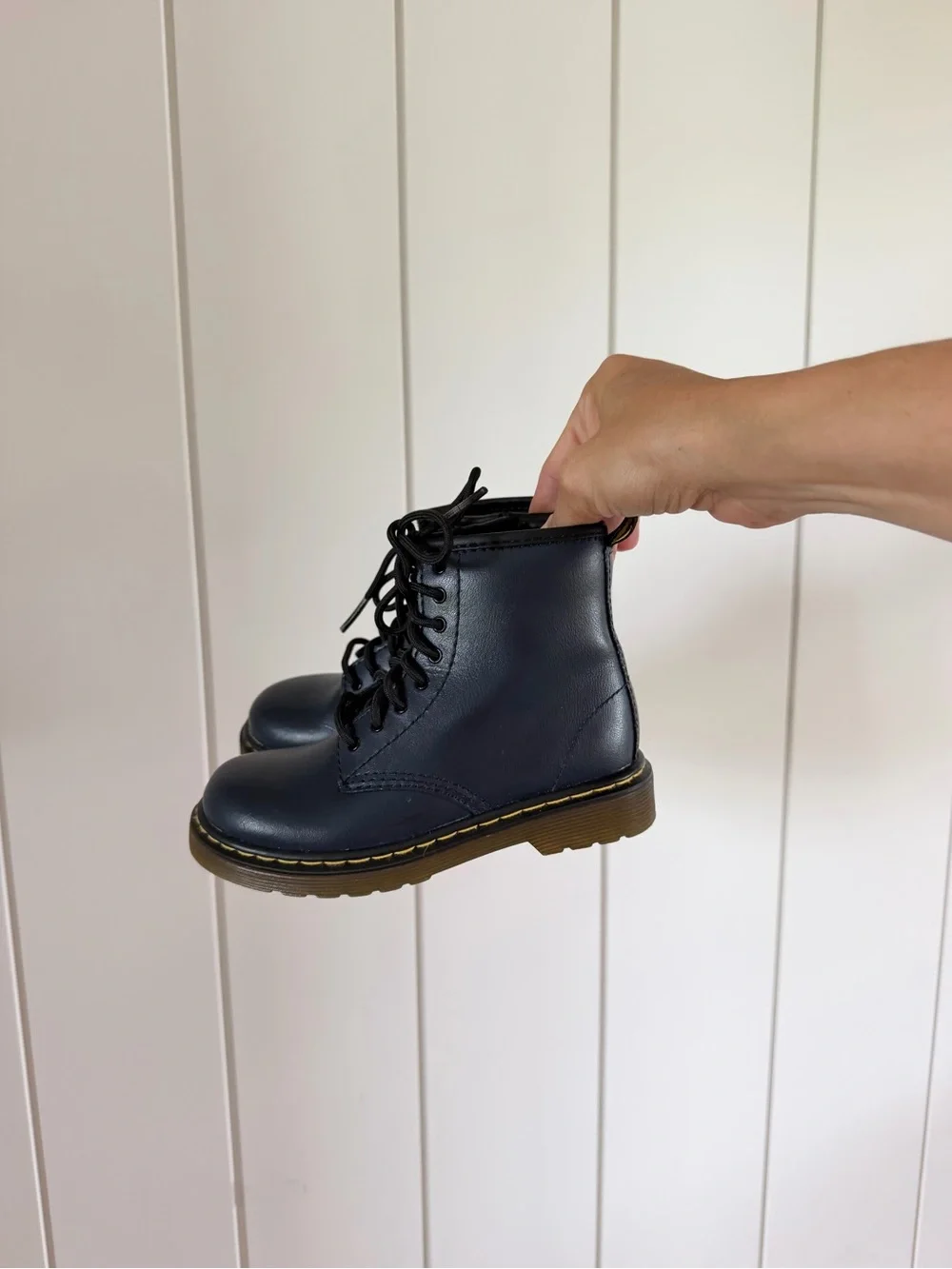 Dr. Martens Navy Kids Lace-Up Combat Boots